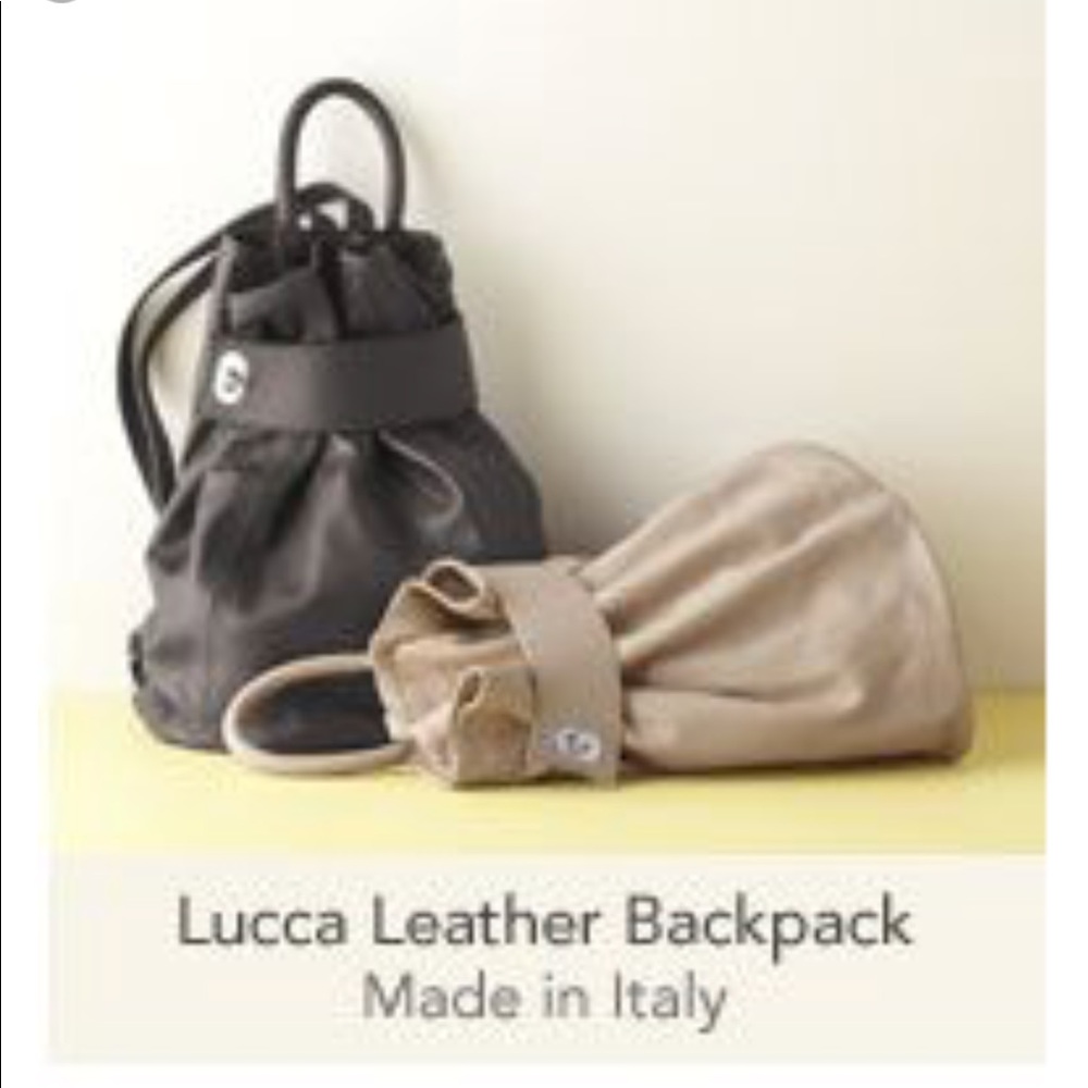 (Light)Garnet Hill Lucca Italian Leather Backpack